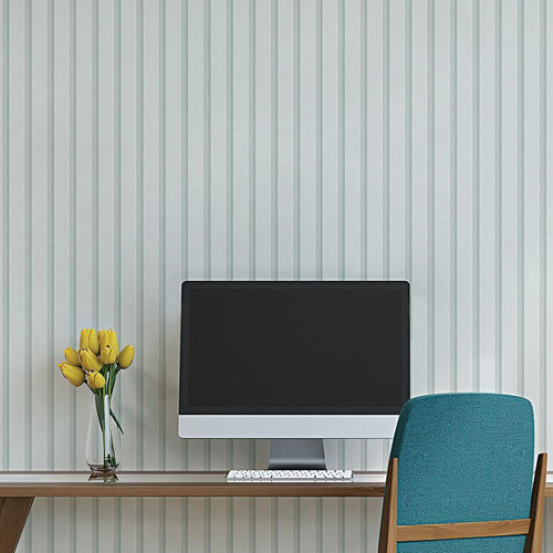 Papel De Parede Adesivo Efeito Laqueado Branco Ripas 3m 1