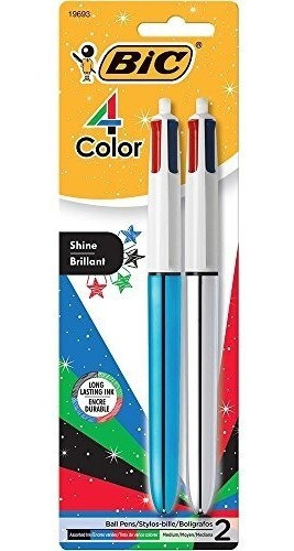 Bic 4 Color Shine Ball Pen Medium Point (1.0 Mm) 0