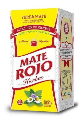 Yerba Mate Rojo Compuesta Con Hierbas X 20 Unidades De 1/2kg 0