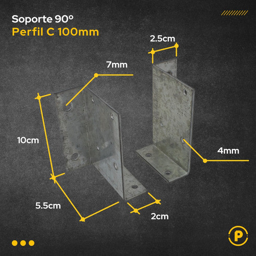 Caja Fijación Para Perfil C 100mm Pcg 10cm Anclaje Hierro 1