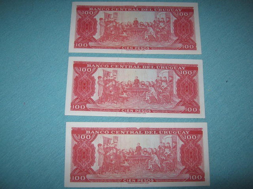 Tres Billetes De Cien Pesos Correlativos 1