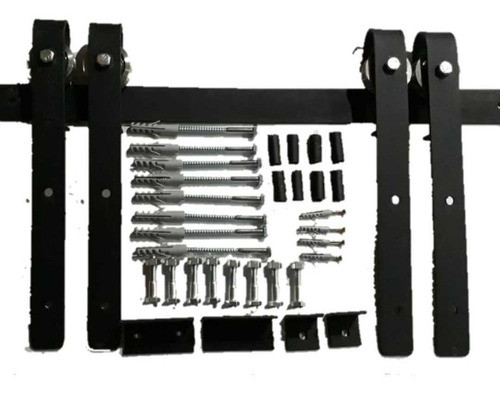 Kit Para Doble Puerta Granero Colgante Riel Hasta 3 Metros 0