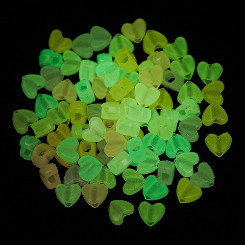 Cuentas Fosforescentes Corazón 8,5mm / 50 Unidades 1