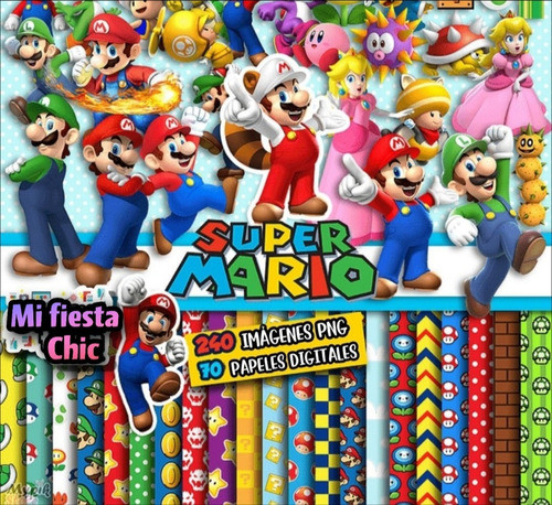 Kit Super Mario Bros Png Cliparts+ Papeles Digitales 0