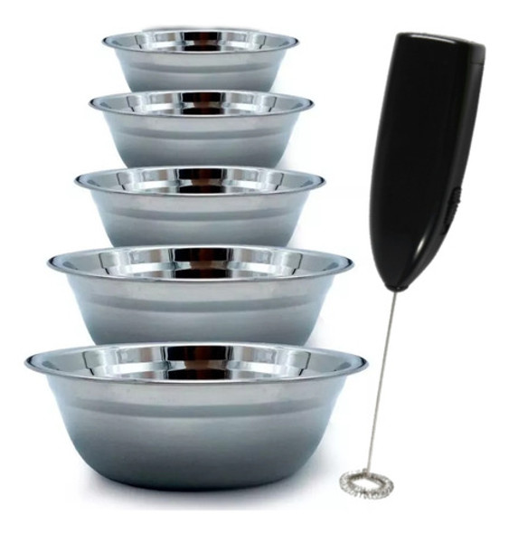 Set Reposteria Bowl Acero Inoxidable X5 + Batidor Electrico 0
