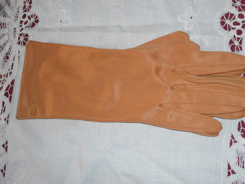 Guantes Finos Color Entre Mostaza -oro T 7  26cm Largo 1