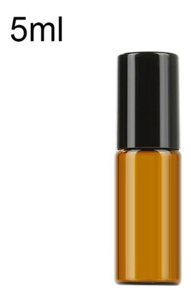 05 Frascos De Vidro Âmbar De 05 Ml Roloon Tampa Preta 1