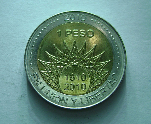 Moneda Argentina 1 Peso 2010 Bicentenario El Palmar Boedo 0