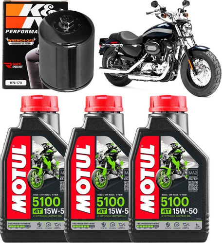 Oleo Motul 5100 15w50 Filtro Oleo Kn Harley Sportste 1200 Cb 0