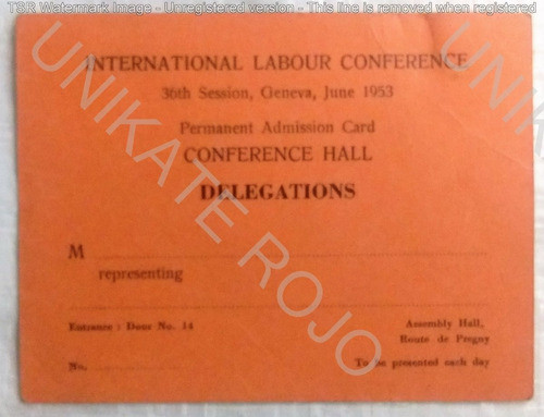 Antigua Entrada Oit Organización Internacional Trabajo 1953 1