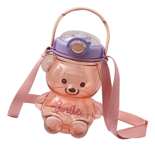 Garrafa De Palha De Urso Kawaii Portable Cartoon Kids Water 0