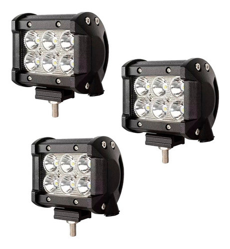 Kit 3 Faros Barra 6 Leds Auxiliar Cree Led Moto De Agua 0