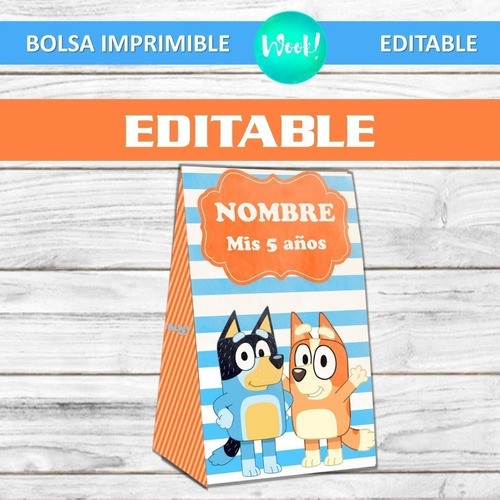 Bolsa Golosinera Imprimible Editable Bluey Para Personalizar 1