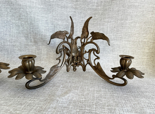 Dos Espectaculares Apliques De Piano De Estilo Art Nouveau 1