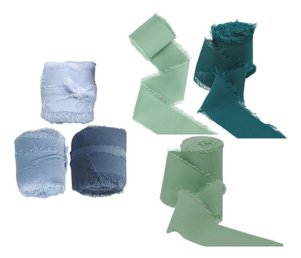 6 Peças De Fita De Seda Chiffon 2  X 5 Jardas Buquês De 0