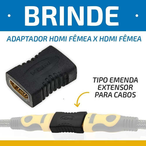 Cabo Extensor Hdmi Macho 5 Metros + Adaptador Hdmi Fêmea 1.4 1