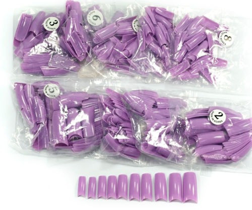 500pcs Diferentes Tamaños Púrpura Francés Falso Medio Uñas D 0