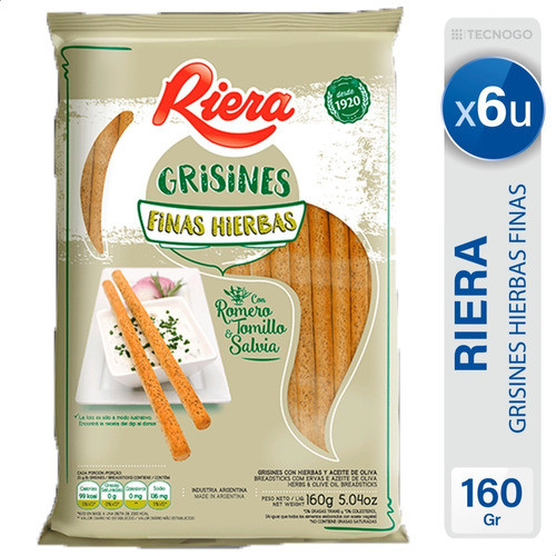 Grisines Riera Con Hierbas Finas Pack X6 - Mejor Precio 0