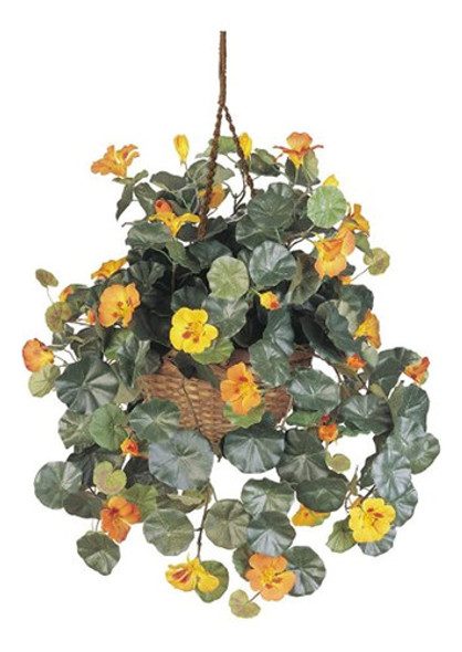 Cesta Colgante De Seda De Capuchina Nearly Natural 6025 Mult 0