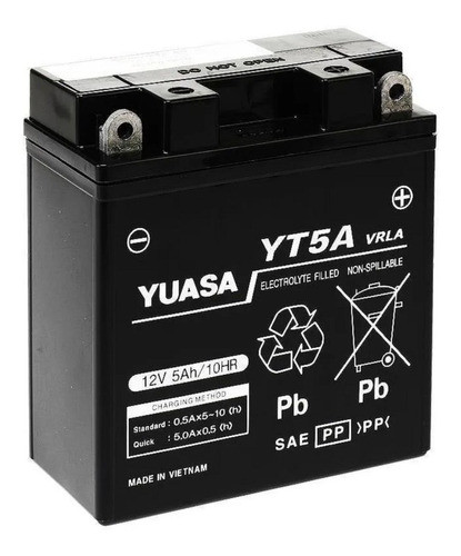 Batería Motos Yuasa Gel Yt5a Fz Xtz Gixxer Ybr Rpm1240 0