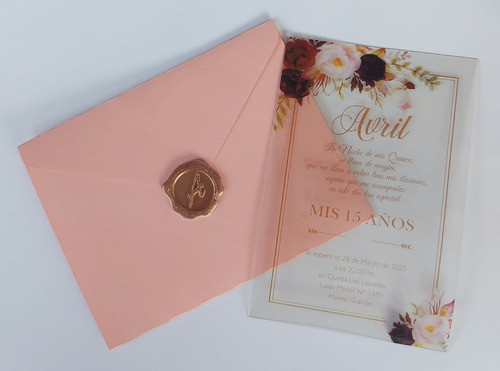 30 Tarjetas 15 Años Boda Cristal C/sobre Color C/lacre. 1