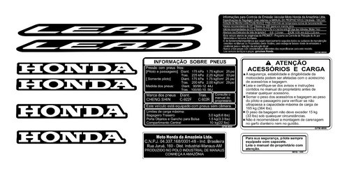 Honda Lead - Adesivos De Advertência - Honda Lead - F Grátis 0