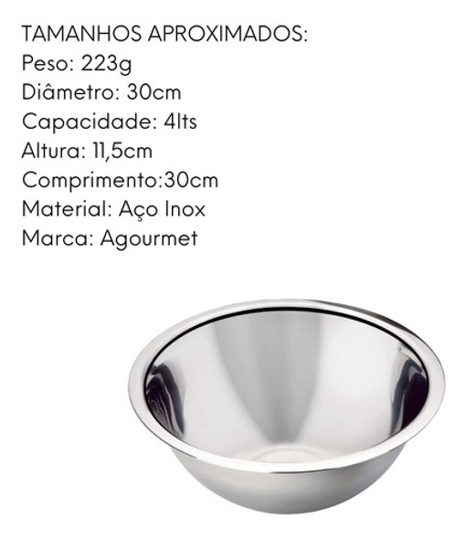 Tigela Inox 30cm Bowl Tigela Saladeira Buffet Padaria 1