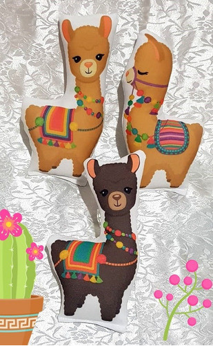 Souvenir 10 Llamas Alpacas Cactus Con Forma 9cm 0