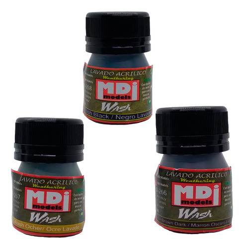 Set De 3 Wash Efecto Lavados Para Weathering De Miniaturas 0
