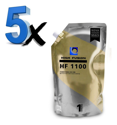 5x Refil Toner High Fusion Hf1100 P/uso Kyocera M2040 M2035 1