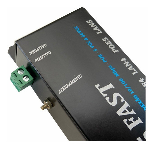 Régua Poe 12/24/48v 5 Portas 10/100 + Fonte 24v 10a 1