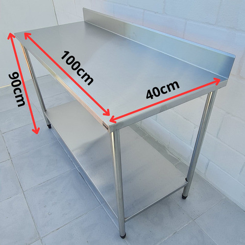 Bancada Mesa 100x40 Inox Multiuso 1 Prateleira Com Espelho 1