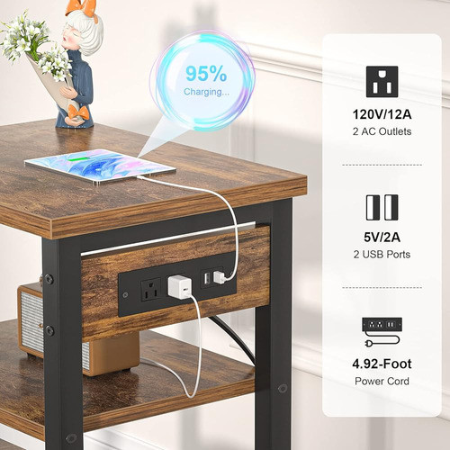 ~? Juego De Mesa Auxiliar Aheaplus De 2 Con Estación De Carg 1