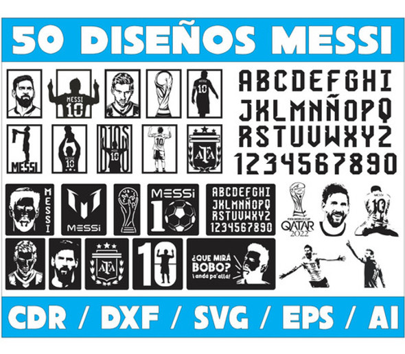 Vectores 50 Figuras Messi - Cuadros Stencil Grabadas Caladas 0 Vectores 50 Figuras Messi - Cuadros Stencil Grabadas Caladas 0