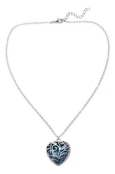 24'' Corazón Hueco Luminoso Luz Azul Foto Guardapelo Colgant 0