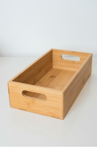 Bandeja  Valsen  Rectangular Alta De Bamboo Con Asas 1