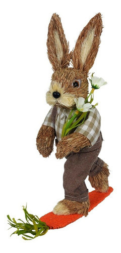 Decoração Coelho De Páscoa Fibra De Sisal Surfista 1