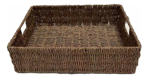 Bandeja Fibra Natural Rectangular C/manija Large 40x32x10,5 0