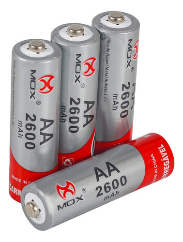 6 Pilha Recarregavél Aa 2600mah 2 Unidades Mox 1