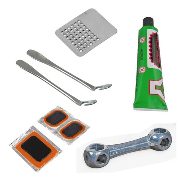 Kit Reparación Bicicleta Parche Llave Saca Cubierta Sia++ 1