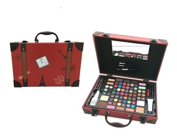Maletin Con Maquillaje Cameo Paris Rojo Estilo Vintage 0
