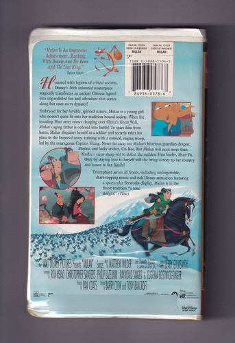 Mulan Barry Cook & Tony Bancroft Walt Disney Vhs Usado 1