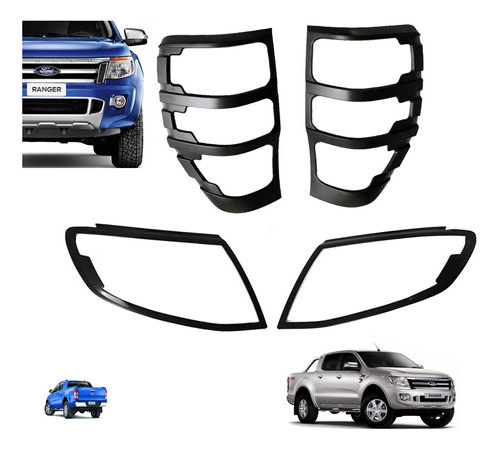 Kit Mascaras Faros Marco Aro Ranger 2013 - 2015 X4 Negro 0