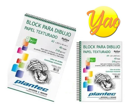Block Para Dibujo Texturado A4 De 210grs. X40hojas Plantec 1