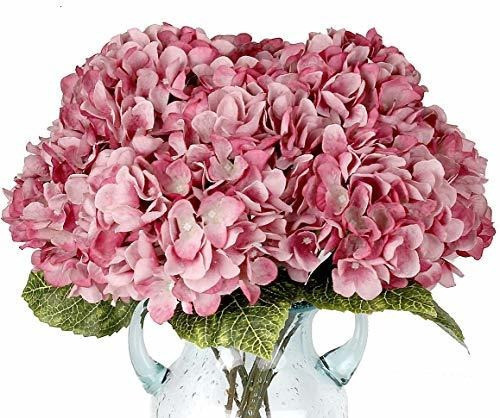 Hortensias Artificiales 1ramo -5flores-diam16cm.- Rosa Gris 0