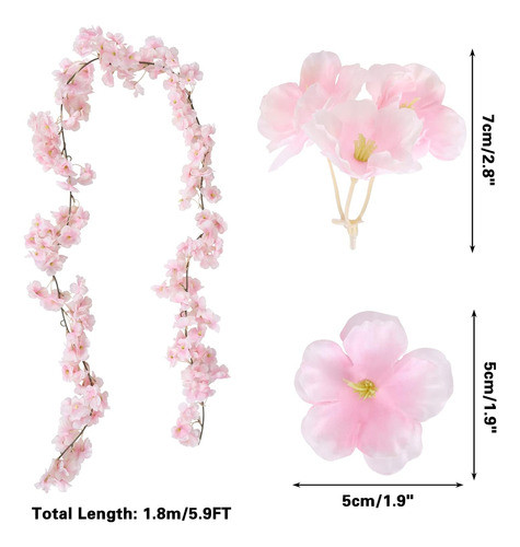 Guirnalda Flores Cerezo Artificial Decoración Kawaii Pack X6 1