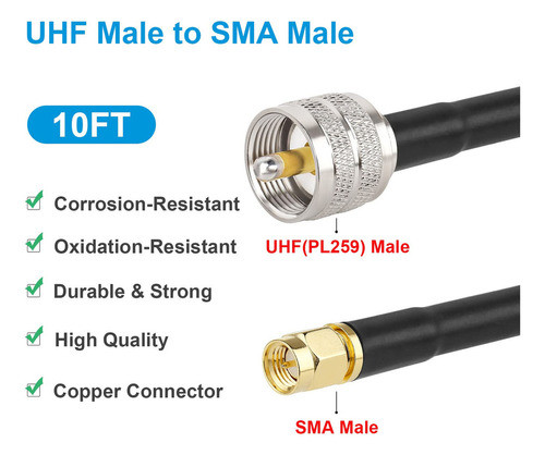 Mookeerf Kmr240 Uhf Macho A Sma Macho (10 Pies) 1