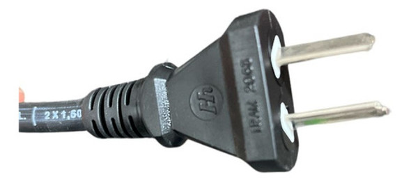 Cable Con Ficha Inyectada 220v  (2 X 1,5 Mm)  Largo 2.5mts 1