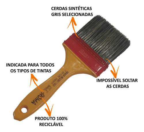 Kit 8 Trincha Pincel 317 Gold Gris 3 Polegadas - Roma 1