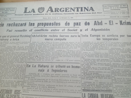 Diario La Argentina Año 1925 Completo Antiguo Muy Raro 1
